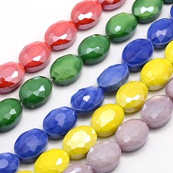 Perla lustro fili di perle di vetro placcato, sfaccettato ovale, colore misto, 16x12x7mm, Foro: 1 mm, circa 20pcs/filo, 11.8 pollice