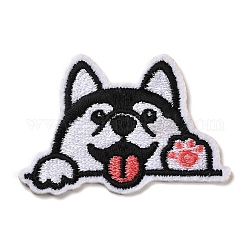 犬のアップリケ  機械刺繍布地手縫い/アイロンワッペン  マスクと衣装のアクセサリー  ブラック  37.5x51.5x1.5mm