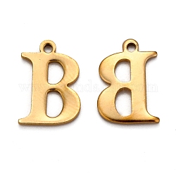 Ion Plating(IP) 304 Stainless Steel Alphabet Charms, Golden, Letter.B, 12x8x1mm, Hole: 1mm