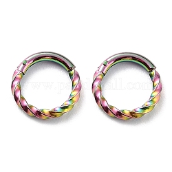 Orecchini a cerchio ad anello attorcigliato con placcatura ionica (ip) per ragazze donne, grosso 304 orecchini in acciaio inossidabile, colore arcobaleno, 8.5x1mm, 18 gauge (1 mm)