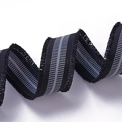 Ruban de polyester, avec des pompon, pour la fabrication de bijoux, noir, 1 pouce (26 mm), 50yards / roll (45.72m / roll)
