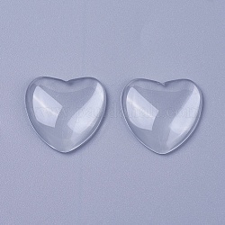 Кабошоны из стекла, сердце, прозрачные, 24.5x24.5x5 мм