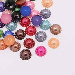 Acrylic Pearl Cabochons, Dyed, Sunflower, Mixed Color, 10.5x4.5mm