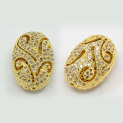 Perline in ottone zirconi, ovale, oro, 15x10x8mm, Foro: 1 mm