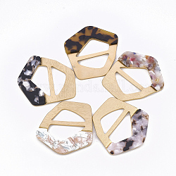 Aluminum & Cellulose Acetate(Resin) Buckles, Mixed Color, 58.5x56.5x4.5~5mm, Hole: 32~35x14~18mm