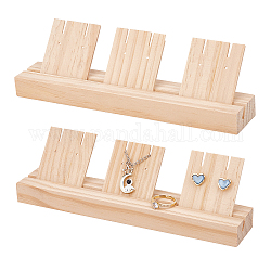 Espositori per organizer per carte per orecchini in legno, con schede display per orecchini da 5 pz, rettangolo, Burlywood, 22x5.5x6.05cm