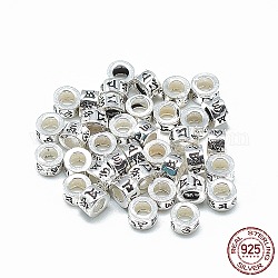 Thai 925 perline in argento sterling, colonna, argento antico, 6x3.5mm, Foro: 3 mm