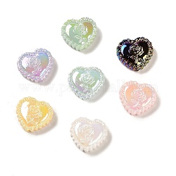 Perles acryliques irisées, placage UV, cœur, couleur mixte, 25x27.5x9mm, Trou: 3.2mm