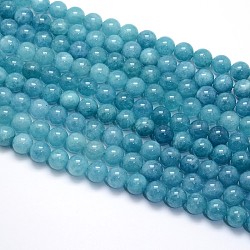 Natürliche blaue Quarzperlenstränge, gefärbt, Runde, 6 mm, Bohrung: 1 mm, ca. 65 Stk. / Strang, 15.5 Zoll