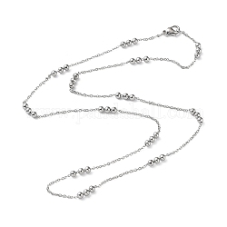 304 collane a catena a maglie rotonde con perline in acciaio inossidabile da donna, colore acciaio inossidabile, 19.88 pollice (50.5 cm)