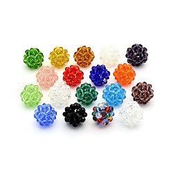 Прозрачные стеклянные кристаллы круглые плетеные бусины, кассетные шарики, разноцветные, 22 мм, бусины : 6 мм