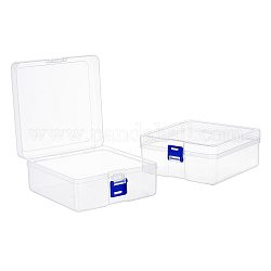 Caja de contenedores de almacenamiento de polipropileno (pp), Con tapas, para artículos pequeños y otros proyectos artesanales, cuadrado, Claro, 14.7x14.7x6.3 cm