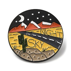 Outdoor Camping Theme with Word Back To Nature Enamel Pin, Black Zinc Alloy Brooch for Backpack Clothes, Word Sky Night, Colorful, 30x1.5mm