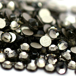 Perle en verre de dos plat, Grade a, dos plaqué, facette, demi-rond, diamant noir, 7.1~7.3mm, environ 288 pcs / sachet 