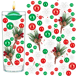 BENECREAT DIY Christmas Vase Fillers for Centerpiece Floating Candles, Including Artificial Pine Needle, Small Berries Pinecones, Plastic Imitation Pearl Beads, Resin Cabochons, Nail Art Decoration, Mixed Color, Tree: 105x70x60mm