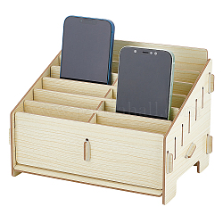 Деревянный ящик для хранения сотового телефона с 12 сеткой, держатель мобильного телефона, настольный ящик для хранения органайзера для офиса в классе, бежевые, готовый продукт: 22x15.5x15.5 см