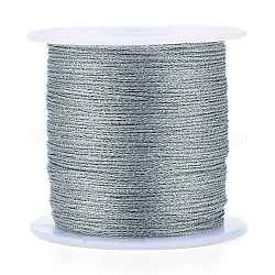 Полиэфирная плетеная металлическая нить, для изготовления и вышивки плетеных браслетов своими руками, серые, 0.4 мм, 6-слойные, около 54.68 ярда (50 м) / рулон