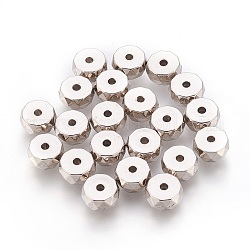 CCB пластиковые шарики, плоско-круглые, граненые, платина, 7.5x3.5 мм, отверстие : 1.5 мм