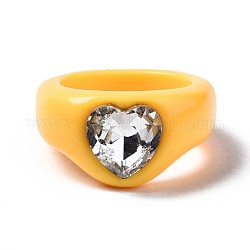 Непрозрачные акриловые кольца на палец, сердце, желтые, размер США 7 1/4 (17.5 мм)