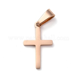304 Stainless Steel Pendants, for Jewelry Making, Cross, Rose Gold, 20.5x12.5x1.2mm, Hole: 3.5x7mm