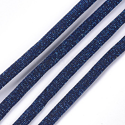 Cordoncini glitterati, nylon ricoperto di cordoncini di cuoio, Blue Marine, 5.5~6x3mm, circa 54.68 iarde (50 m)/fascio