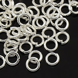 Anelli di salto in ottone placcato color argento,  cadmio& piombo libero, anelli di salto aperti, 18 gauge, 10x1mm, diametro interno: 8mm, circa 80pcs/10g