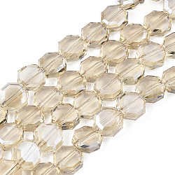 Chapelets de perles en verre transparent électrolytique, facette, octogone, blé, 7~8x7~8x4mm, Trou: 1.2mm, Environ 72 pcs/chapelet, 20.47 pouce (52 cm)