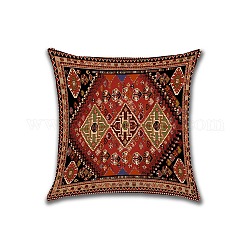 Federe quadrate in cotone e lino, fodera per cuscino con motivo in stile persiano, per divano divano letto, quadrato, senza imbottitura del cuscino, rosso scuro, 450x450mm