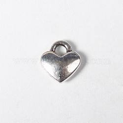 Tibetan Style Pendants, Lead Free and Cadmium Free, Antique Silver, Heart, about 8mm long, 7mm wide, 2.5mm thick, hole: 2mm