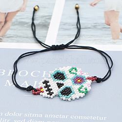 Bracelet en perles de rocaille miyuki tressées, Bracelet d'amitié tête de mort pour femme, colorées, 11 pouce (28 cm)