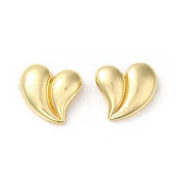 Boucles d'oreilles en laiton plaqué en rack, cœur, véritable 18k plaqué or, 24.5x28mm