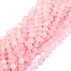 Fili di perline quarzo roso  naturale , sfaccettato, bicono, 5.5~6x5.5~6mm, Foro: 0.8 mm, circa 72pcs/filo, 15.55'' (39.5 cm)