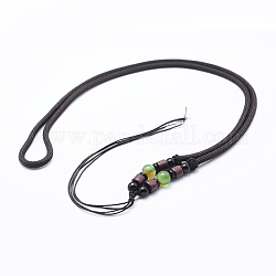 Création de collier en corde de nylon, avec des perles d'agate naturelle teintes, verte, 26.7 pouce (68 cm), 3mm