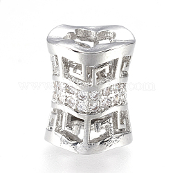 Perles de zircone cubique micro pave en Laiton, colonne, Platine plaqué réel, 12x10mm, Trou: 5.5mm