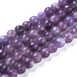 Fili di perle di pietra mica naturale di lepidolite / viola, tondo, 8mm, Foro: 1.2 mm, circa 47pcs/filo, 15.55 pollice (39.5 cm)