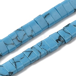 Abalorios de turquesas sintéticas hebras, 2 agujero, Rectángulo, luz azul cielo, 2.5~3x5x2.5mm, agujero: 0.8 mm, aproximamente 138~140 pcs / cadena, 15.28''~15.31'' (38.8~38.9 cm)