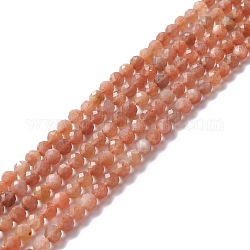 Natürliche sunstone Perlen Stränge, facettiert, Runde, 6.5 mm, Bohrung: 0.8 mm, ca. 63 Stk. / Strang, 15.35 Zoll (39 cm)