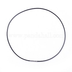 Fabricación de collar de cordón de poliéster encerado, con 304 cierres de acero inoxidable, negro, 22.04 pulgada (56 cm), 2mm