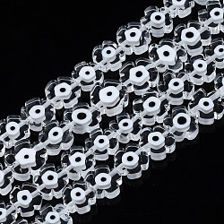 Chapelets de perles vernissées manuelles, fleur avec le mauvais œil, clair, 7~9x7~9x3mm, Trou: 0.8mm, Environ 50~52 pcs/chapelet, 14.57 pouce ~ 15.35 pouces (37~39 cm)