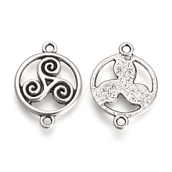 Tibetan Style Alloy Links, Flat Round, Cadmium Free & Lead Free, Antique Silver, 27.5x20x2mm, Hole: 2mm, about 385pcs/1000g