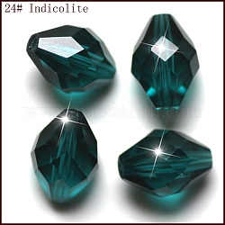 Imitazione branelli di cristallo austriaco, grado aaa, sfaccettato, bicono, ciano scuro, 10x13mm, Foro: 0.9~1 mm