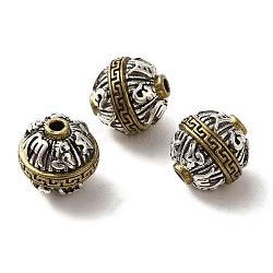 Ottone perline stile tibetano, tondo, bronzo antico, 12x11.8mm, Foro: 2 mm