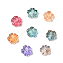 Perlas de vidrio normales transparentes, flor, color mezclado, 13x13.5x6mm, agujero: 1.2 mm