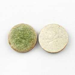 Плоские круглые ручной работы хрустят фарфоровые кабошоны, зелёные, 30x5 мм