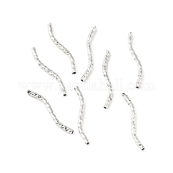Placage en rack perles de tube incurvées en laiton, sans cadmium et sans plomb, Plaqué longue durée, platine, 20x1.5mm, Trou: 0.8mm