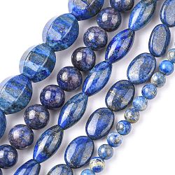 Lapis lazuli perle naturali, rotondo e piatto ovale e ovale, forme misto, 5~25x8~25x4~16mm, Foro: 0.6 mm