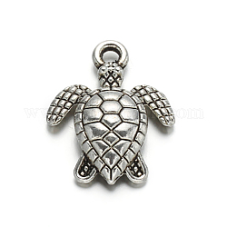 Морских черепах тибетский стиль подвески сплава шарма, без кадмия и без свинца, античное серебро, 16x12.5x3 мм, отверстие : 1.5 мм