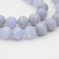 Ágata natural de encaje azul hebras de perlas redondo, 6mm, agujero: 1 mm, aproximamente: ​​65 unidades / cadena, 15.7 pulgada