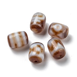 Tibetischen Stil dzi Perlen, natürliche Achat Perlen, gefärbt, Fass, Gemischte Muster, 15~15.5x10~11 mm, Bohrung: 1.5~1.6 mm