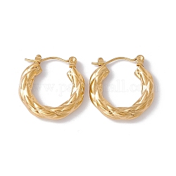 Ion Plating(IP) 304 Stainless Steel Thick Hoop Earrings for Women, Golden, 20x20x3.5mm, Pin: 0.6mm